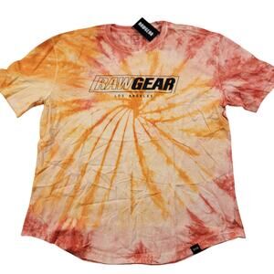 RAWGEAR Tie Dye T Shirt Orange Yellow Spiral Graphic Los Angeles XL NWT
